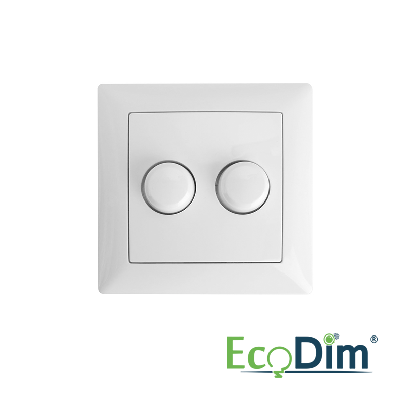 EcoDim Duo dimmerknop passend in Busch-Jaeger Balance SI incl. centraalplaat en raamwerk