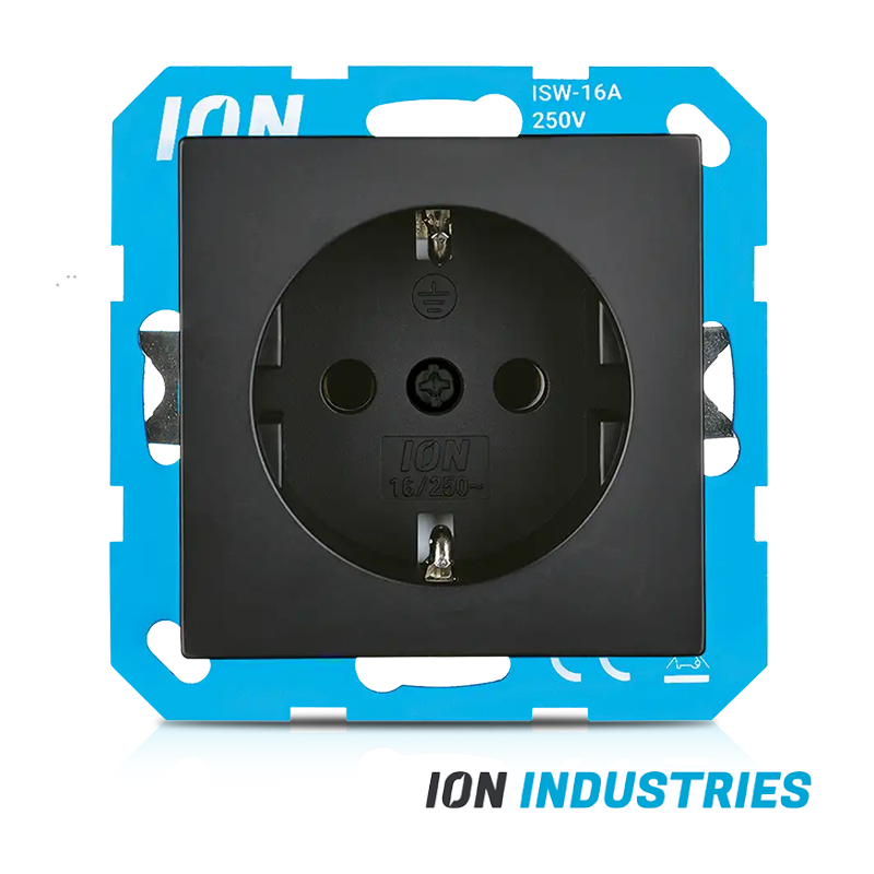 ION INDUSTRIES | Wandcontactdoos RA met Aanraakbeveiliging V1/J1 Mat Zwart