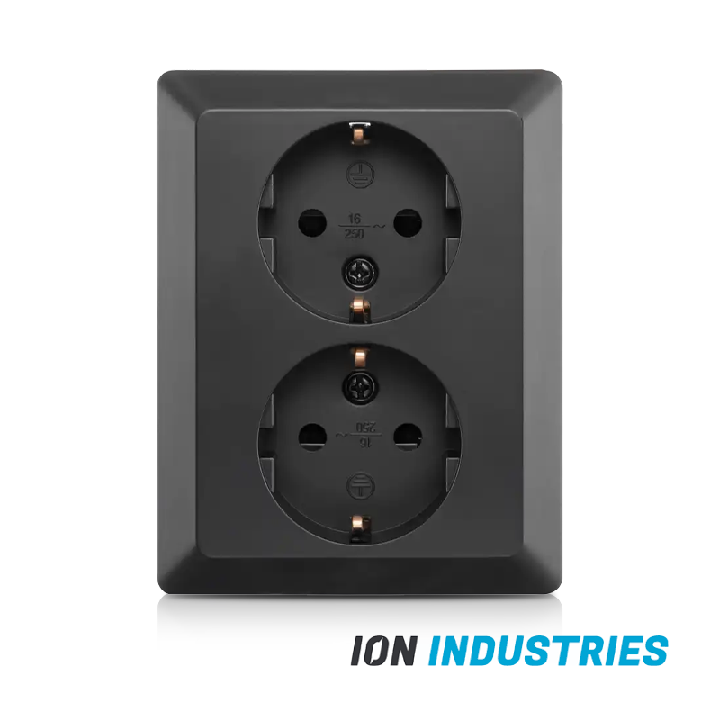 ION INDUSTRIES | Wandcontactdoos Half Opbouw 2-voudig RA Mat Zwart