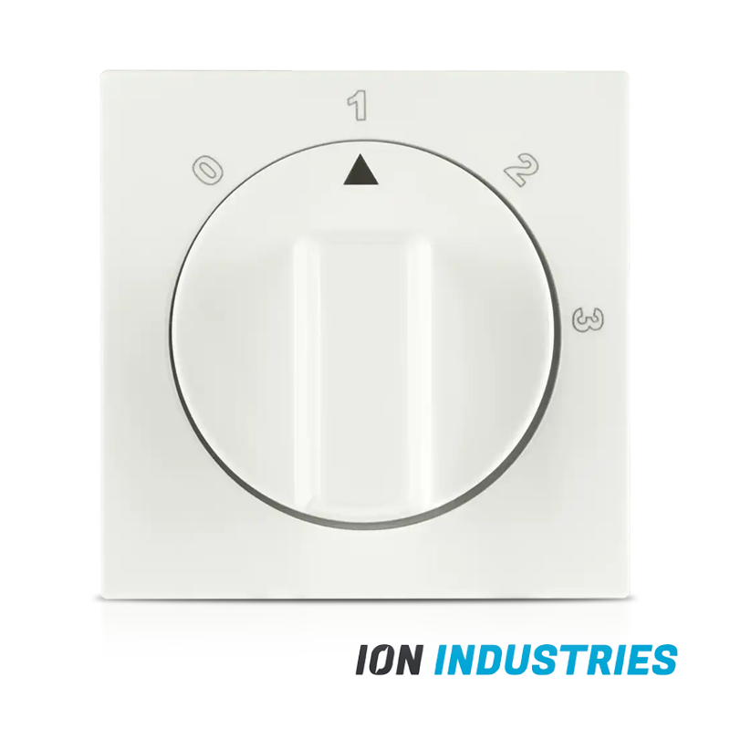 ION INDUSTRIES | Centraalplaat met Draaiknop 3-standenschakelaar met Nulstand V1/J1 Alpin Wit