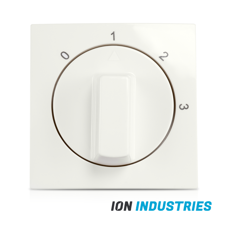 ION INDUSTRIES | Centraalplaat met Draaiknop 3-standenschakelaar met Nulstand E1 Alpin Wit