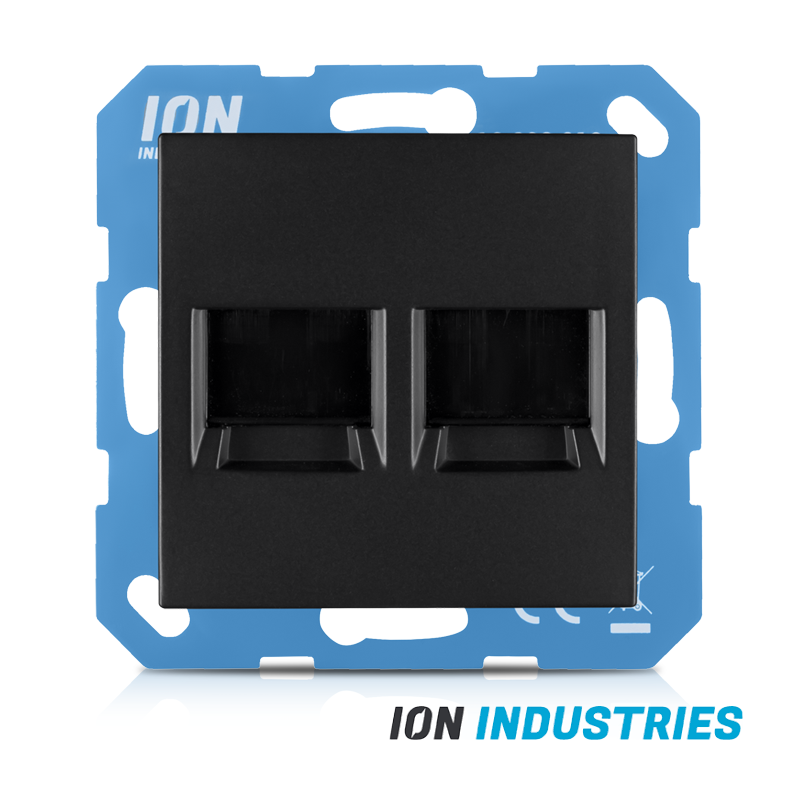 ION INDUSTRIES | Modular Jack 2-voudig met Centraalplaat E1 Mat Zwart