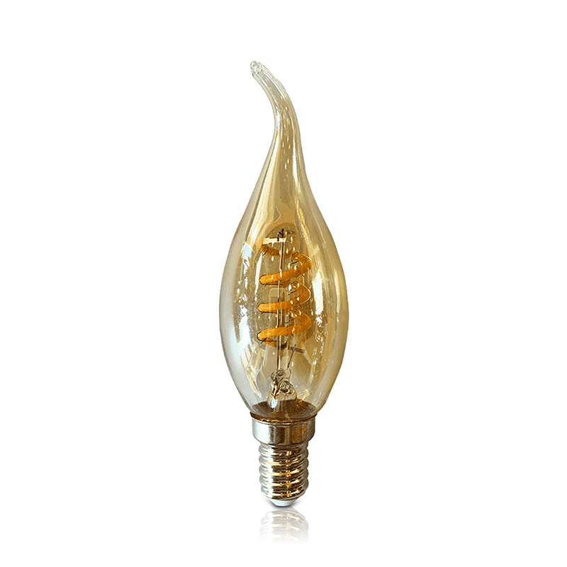 LED FILAMENT E14 KAARS TIP DIMBAAR AMBER 2W - 2400K