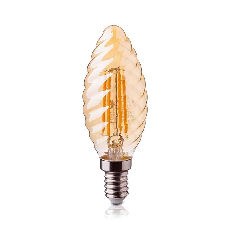 LED FILAMENT E14 KAARS RIBBEL DIMBAAR AMBER 2W - 2400K