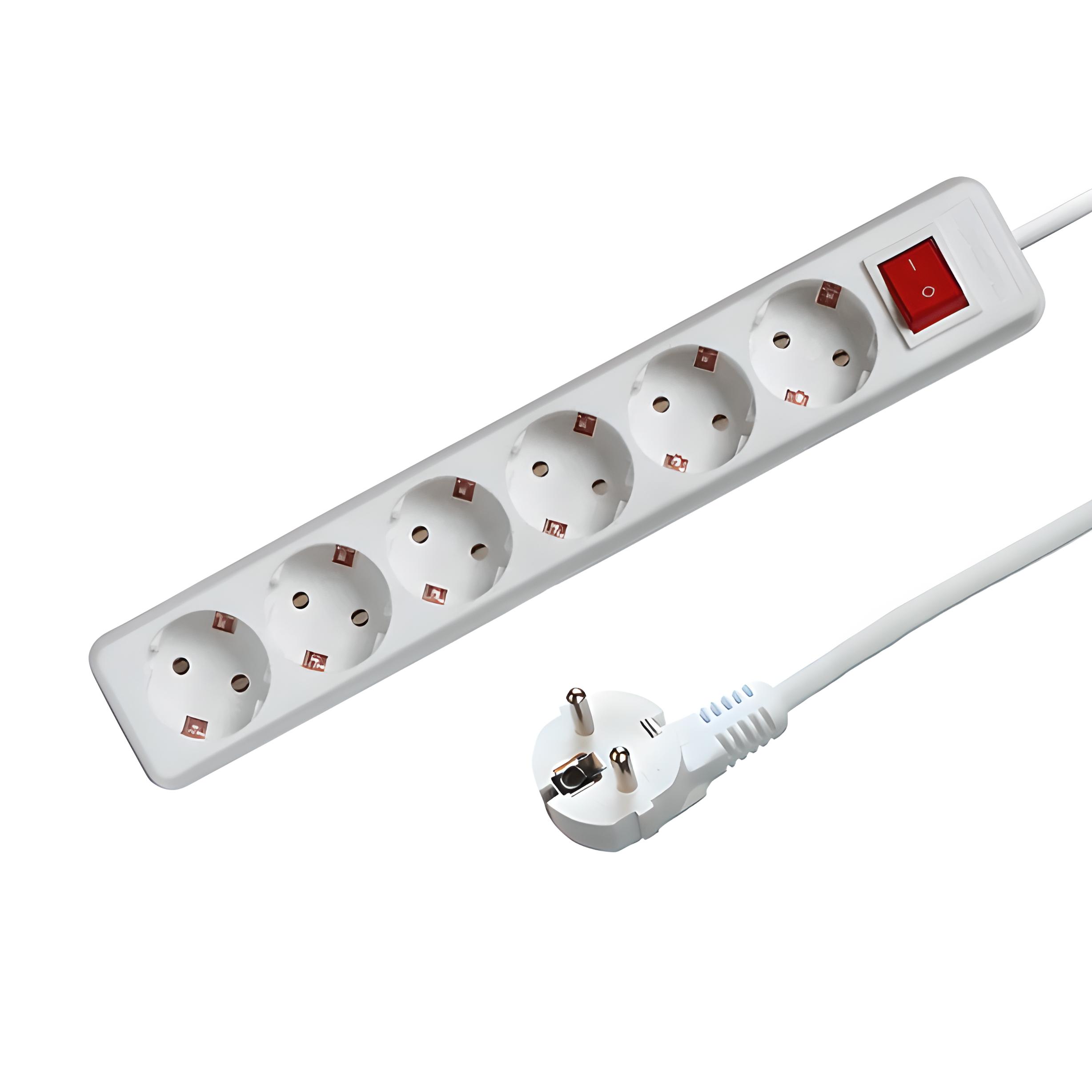 ZESVOUDIGE TAFELCONTACTDOOS MET SCHAKELAAR 1.5M WIT