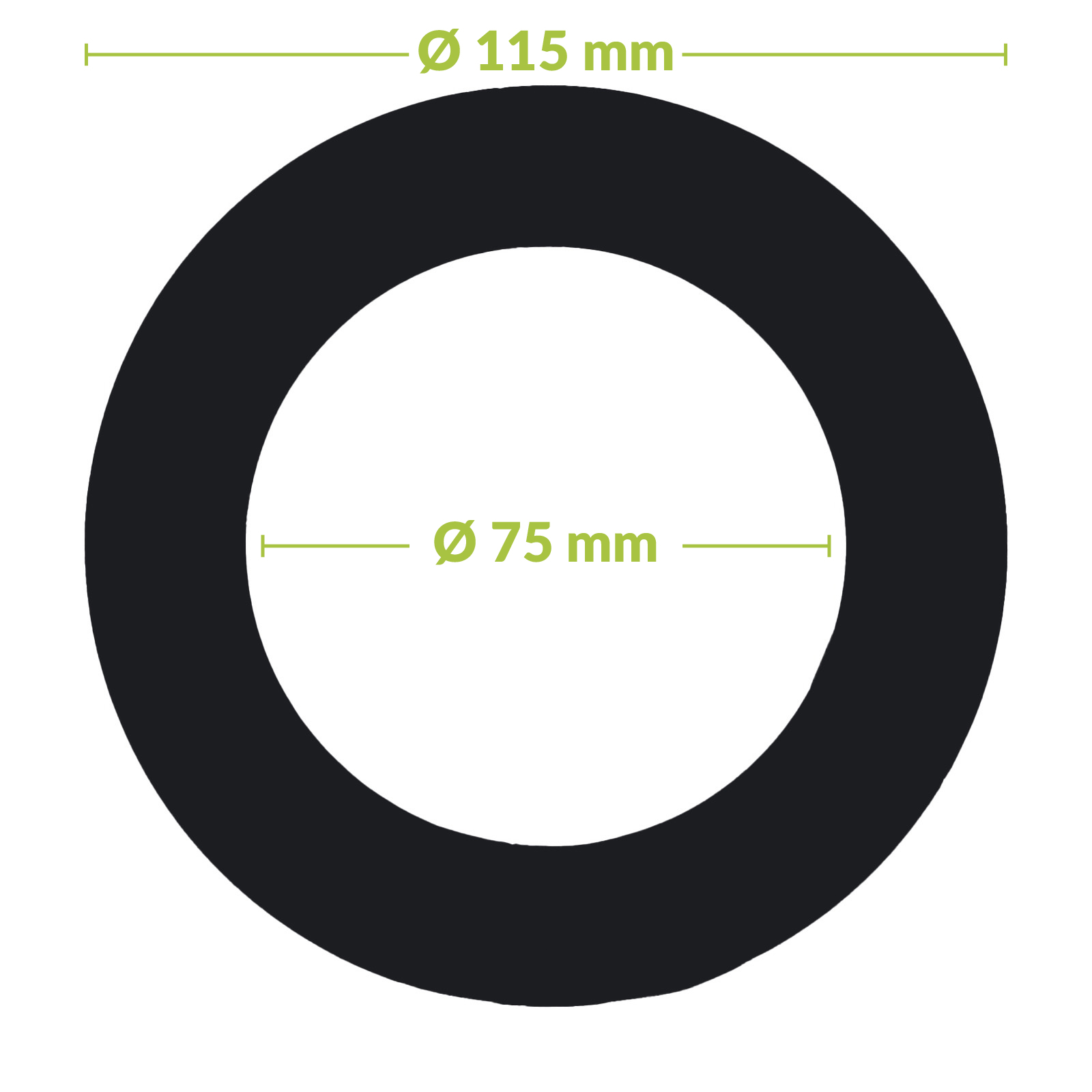 VERLOOPRING METAAL | ZWART | Ø75-115mm