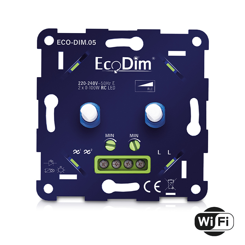 WiFi led dimmer duo 2x0-100W fase afsnijding (RC)